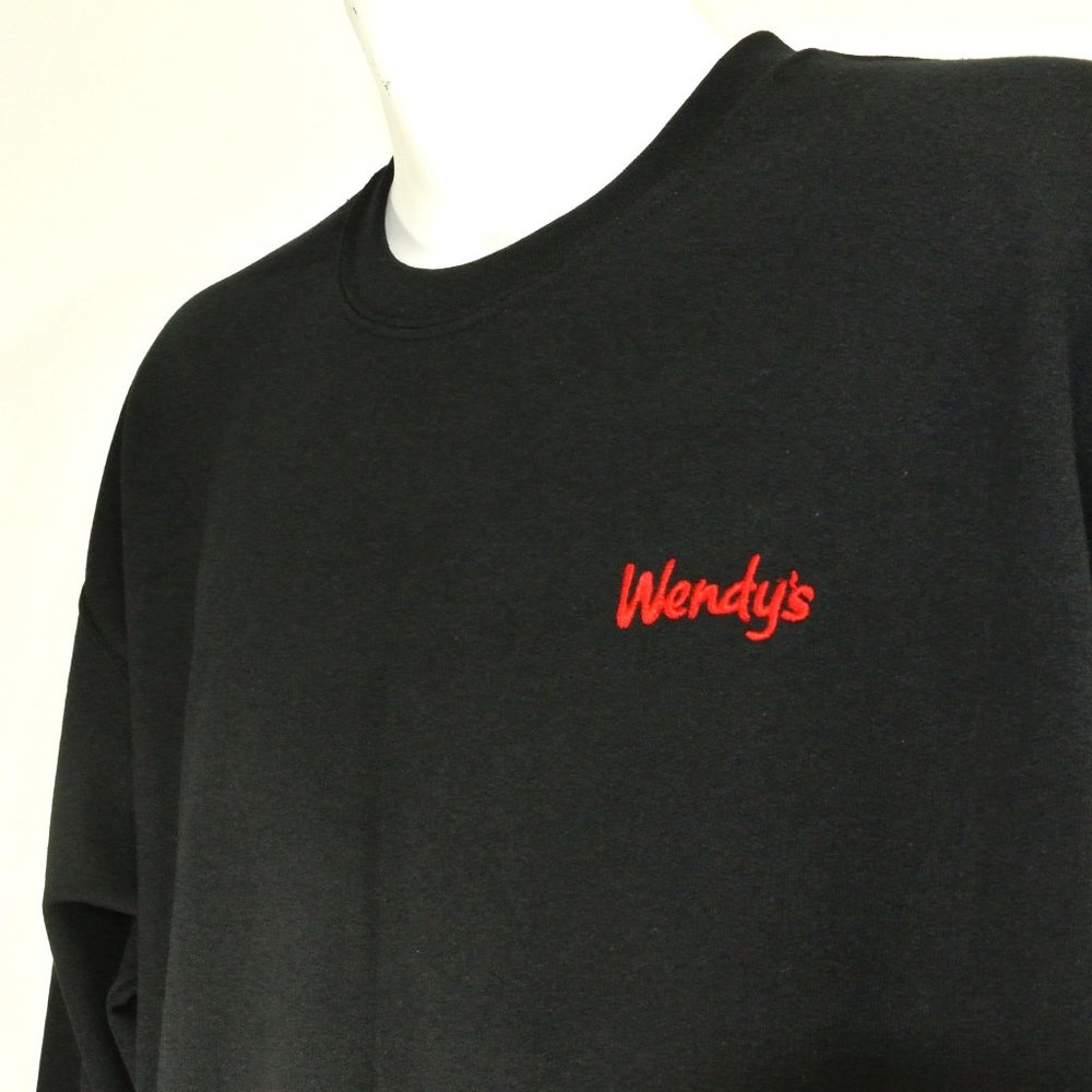 WENDY'S Hamburgers Black Sweatshirt Employee Uniform Shirt Size M Medium - Picture 7 of 10